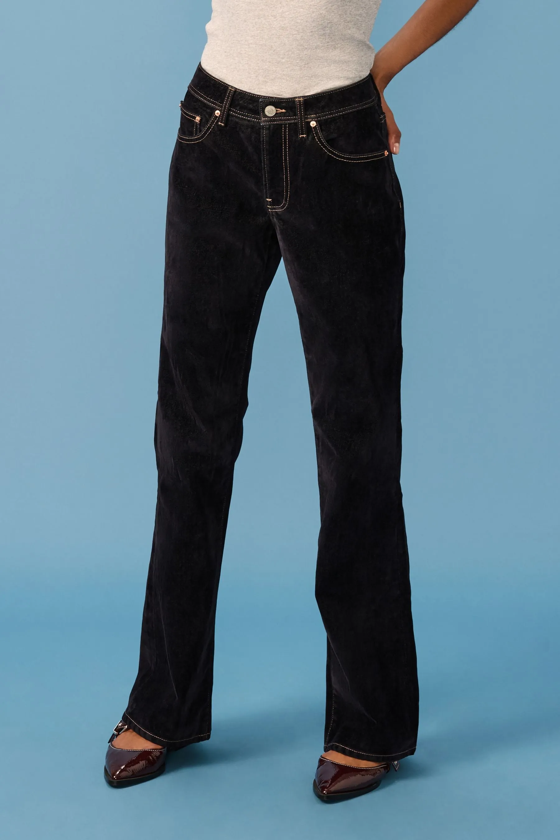 100% Cotton Rigid Straight Leg Jeans    