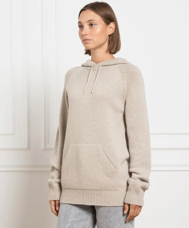 Babe Pay Pls Felpa con cappuccio in cashmere beige MD9681305341R