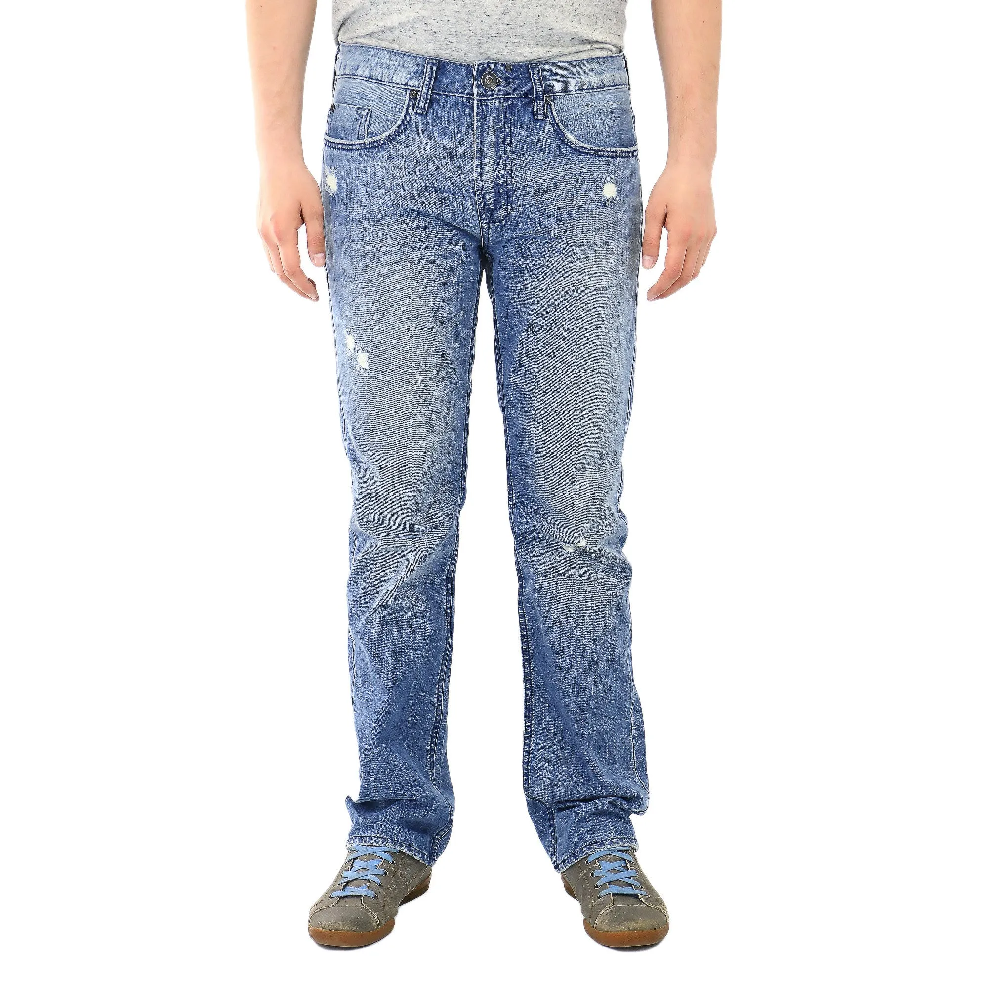 Buffalo Six In Indigo Jeans - Worn and Sanded - Mens