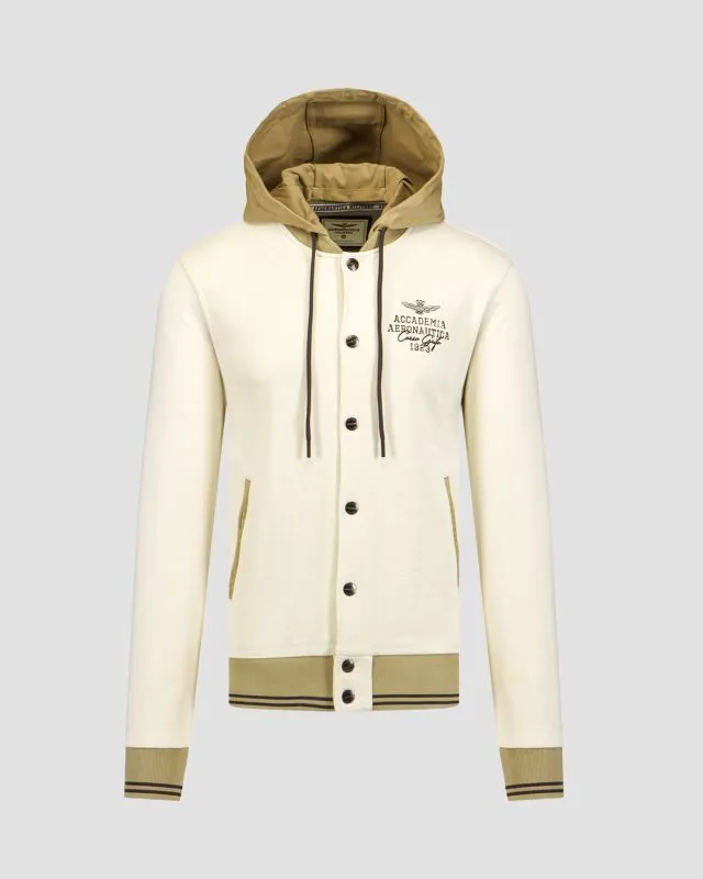 Felpa beige con cappuccio da uomo Aeronautica Militare