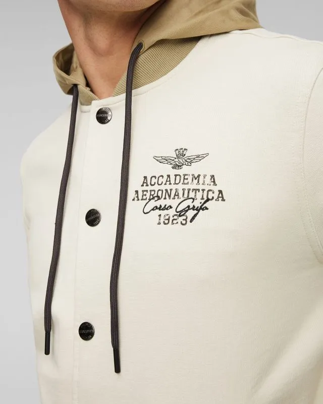 Felpa beige con cappuccio da uomo Aeronautica Militare