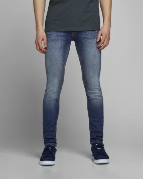 Jeans Liam skinny fit a vita bassa lavaggio medio super stone washed con baffature