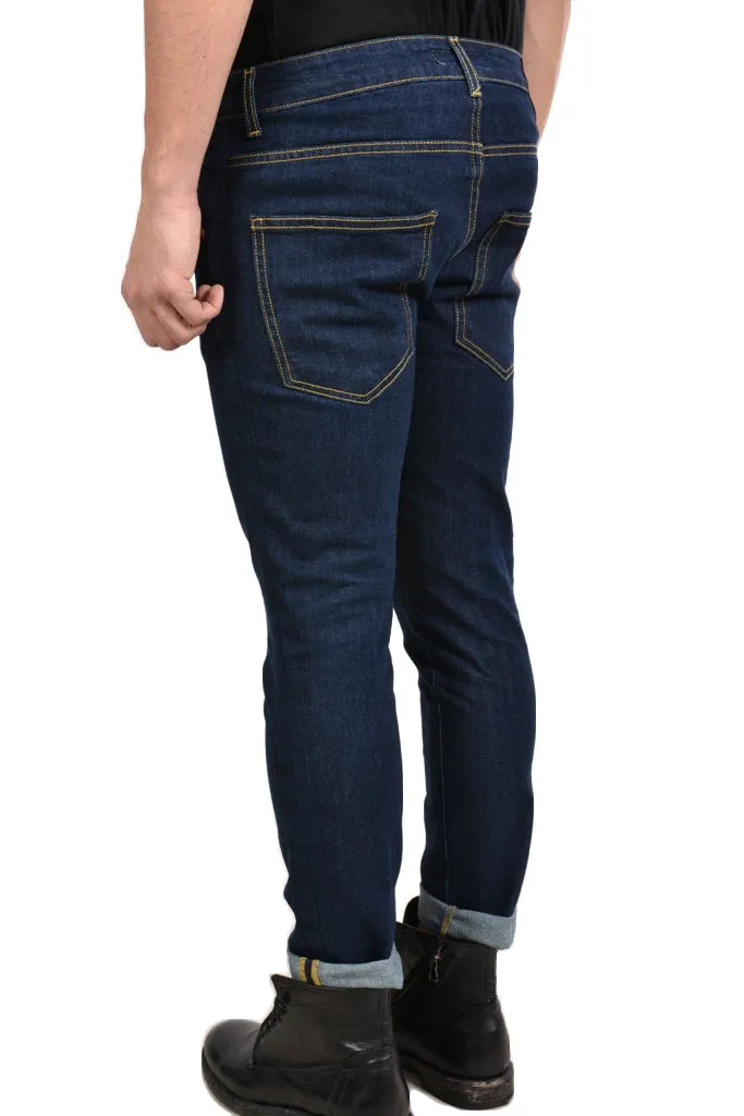 JEANS SCURO SEMPLICE CON BANDE LATERALI ****