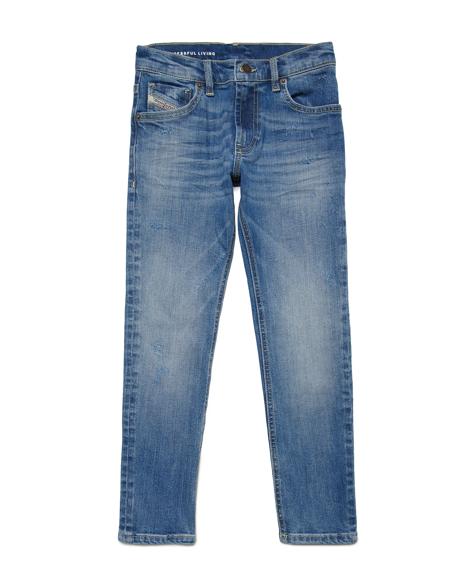 Jeans Thommer regular-fit a lavaggio medio stone washed in cotone stretch con baffature ed abrasioni 10-16 anni