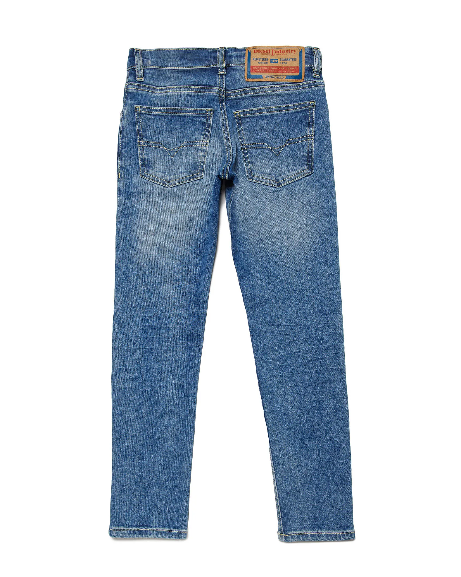 Jeans Thommer regular-fit a lavaggio medio stone washed in cotone stretch con baffature ed abrasioni 10-16 anni