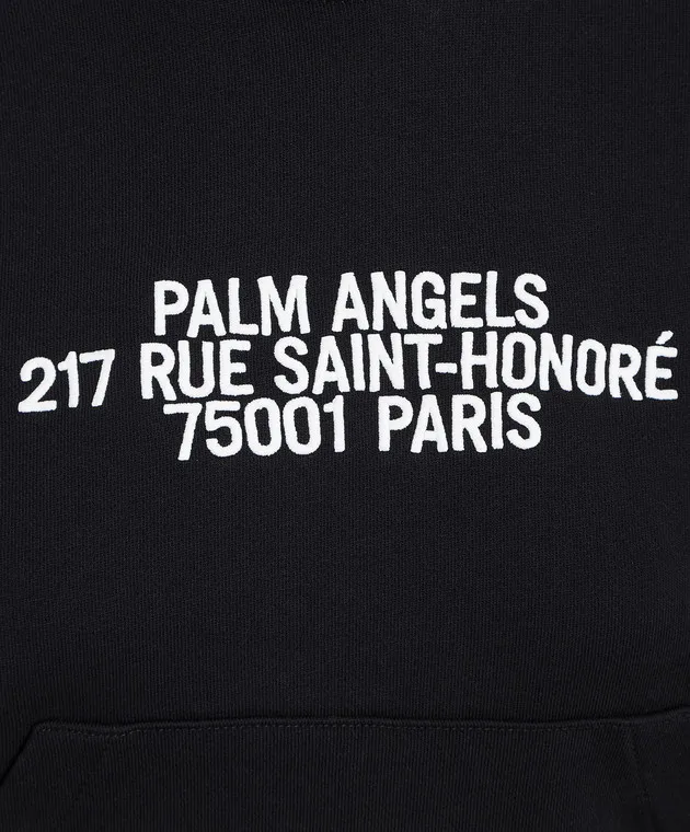 Palm Angels Felpa nera con cappuccio con logo ricamato PWBB022E23FLE002