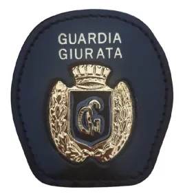 Portaplacca da cintura con placca Guardia Giurata corona